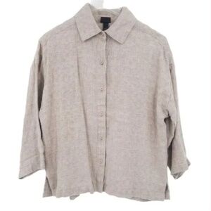 Eileen Fisher Tan Linen Collared Shirt